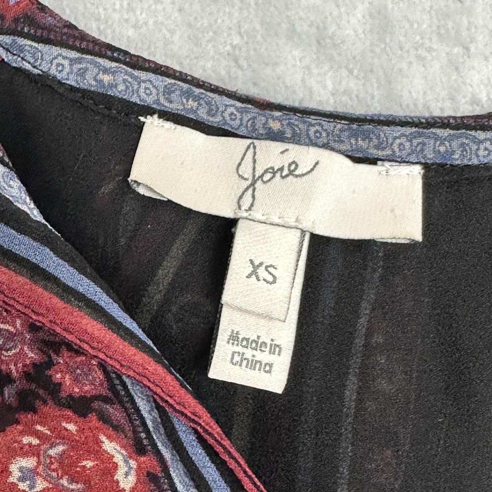 Joie Tank Top Womens XS Black Paisley Halter Silk Lined Boho Tassel Camisole - Picture 3 of 10